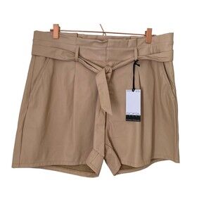 Sofia Jeans by Sofia Vergara Women's Hi Rise Faux Leather Shorts Brown Size 18